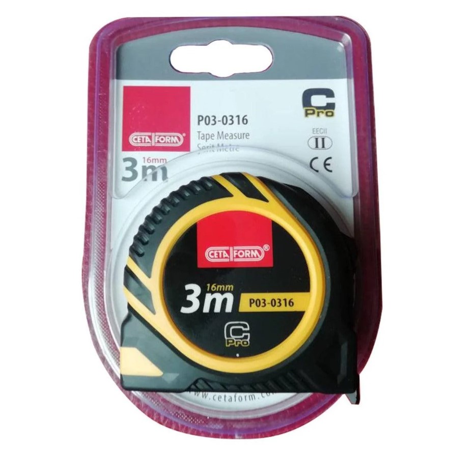 3-Meter Measuring Tape, 16mm Width, Yellow Plastic Case, P03-0316