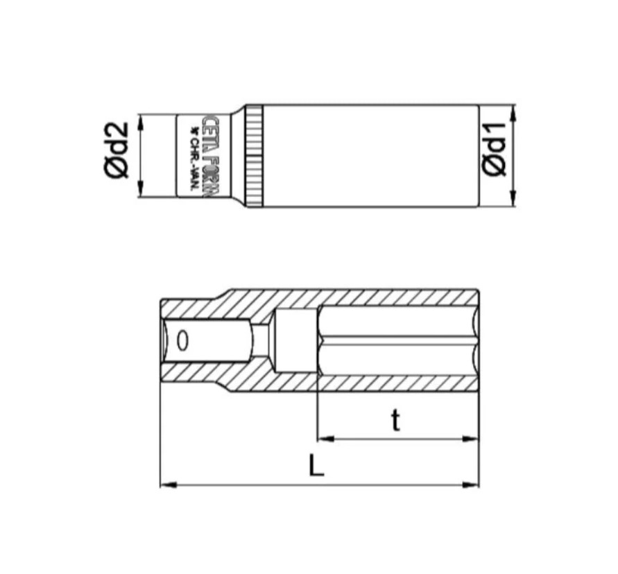 3/8" Long Socket , 8mm, C14-H08