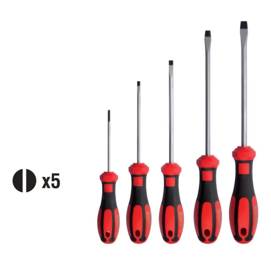 5-Piece Slotted Screwdriver Set, Various Sizes, F99-502