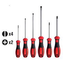 Red Slotted And Phillips Screwdriver Set, 7 Pieces PH, Ceta Form Turkish, F99-701T