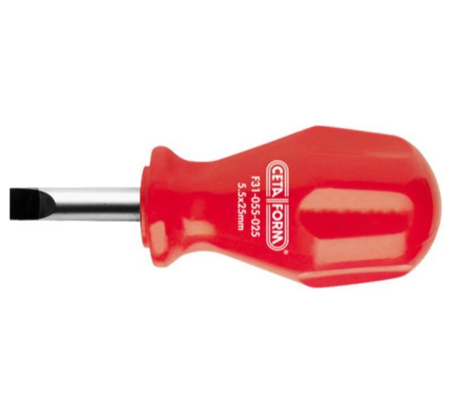Ceta Form Red Stubby Slotted Screwdriver, 5.5 × 25 Mm, Model 4100/TP55M