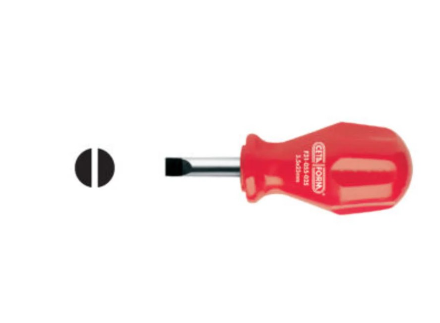 Ceta Form Turkish Red Stubby Slotted Screwdriver, 6.5 × 25 Mm, Model F31-065-025