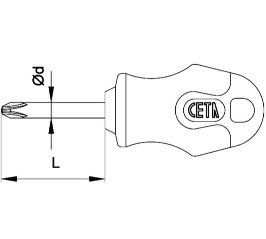Ceta Form Super Stubby Phillips Screwdriver, PH2 × 25 Mm, Models F16-002-025 / F14-002-025