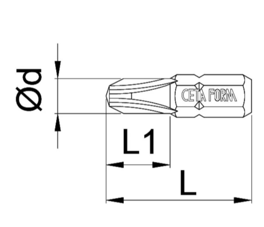 Ceta Form Phillips Screwdriver Bit PH0 X 25 Mm, CB/250