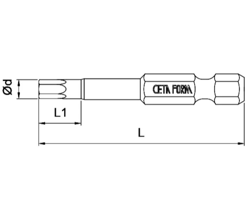Ceta Form Square Recess Screwdriver Bit 5.0 X 50 Mm, CB/1950
