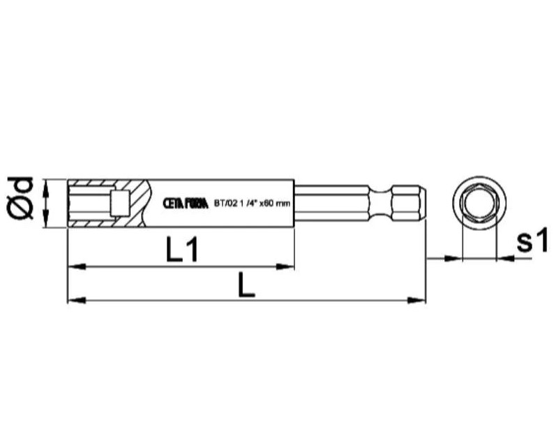 Cetaform Bit Adapter 1/4" × 60mm – Model: BT/02