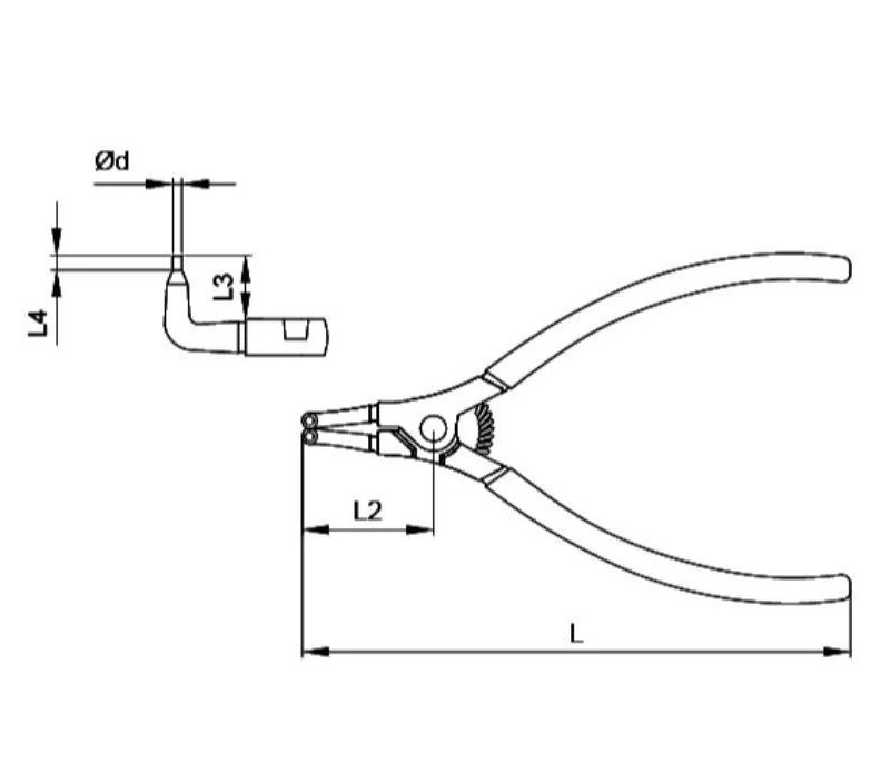 Ceta Form External Angle Circlip Pliers 225mm (Model: E66-44-0225)