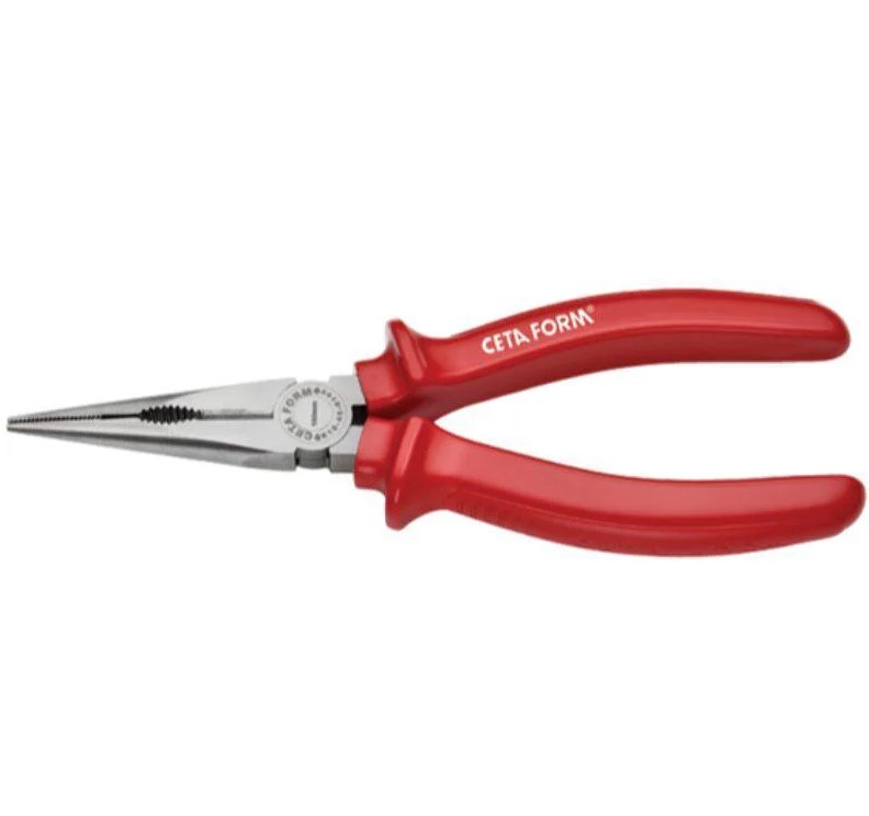 Ceta Form Turkish Straight Long Nose Pliers With Red Handle 160mm (Model: E15-43-0160)