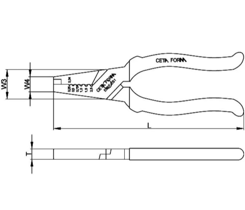 Ceta Form Terminal Crimping Pliers 0.25 - 2.5mm (Model: E69F-ES1)