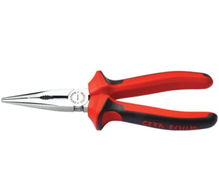 Ceta Form Turkish Super Straight Long Nose Pliers With Red Handle 160mm (Model: E15-11-0160)