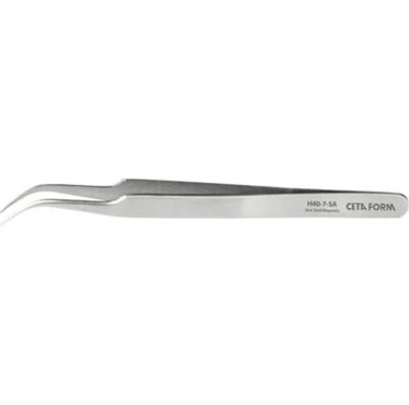 Bent Needle-Nose Tweezers, Fine Tip, 120 Mm Length, Nickel-Plated Finish – Model H40-7-SA