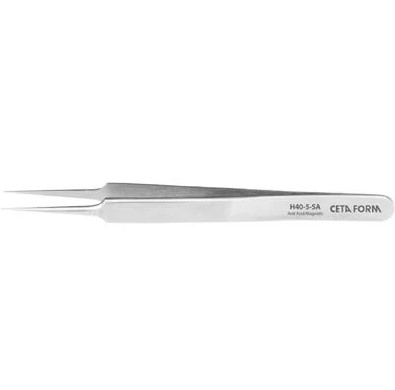 Bent Needle-Nose Tweezers, Fine Tip, 110 Mm Length, Nickel-Plated Finish – Model H40-5-SA