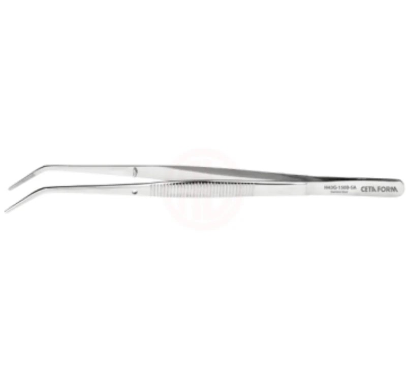 Bent Tweezers, 125 Mm Length, Nickel-Plated, Turkish Ceta Form – Model H43-06-125
