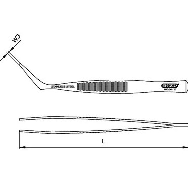 Bent Tweezers, 120 Mm Length, Nickel-Plated, Turkish Ceta Form – Model H42-06-0120