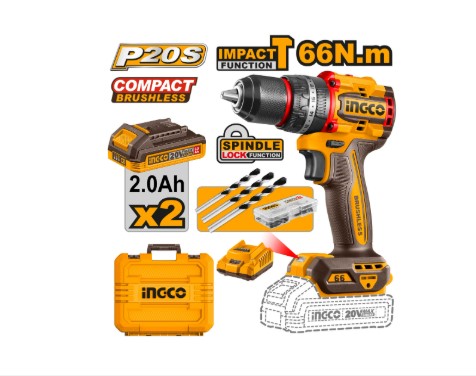 شنيور دقاق لاسلكي مدمج بدون فُرش 20 فولت – INGCO (عزم 66 نيوتن.متر)