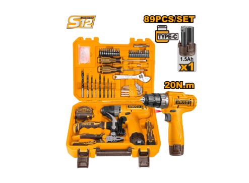 Cordless Drill +88 Pcs Tool Set INGCO
