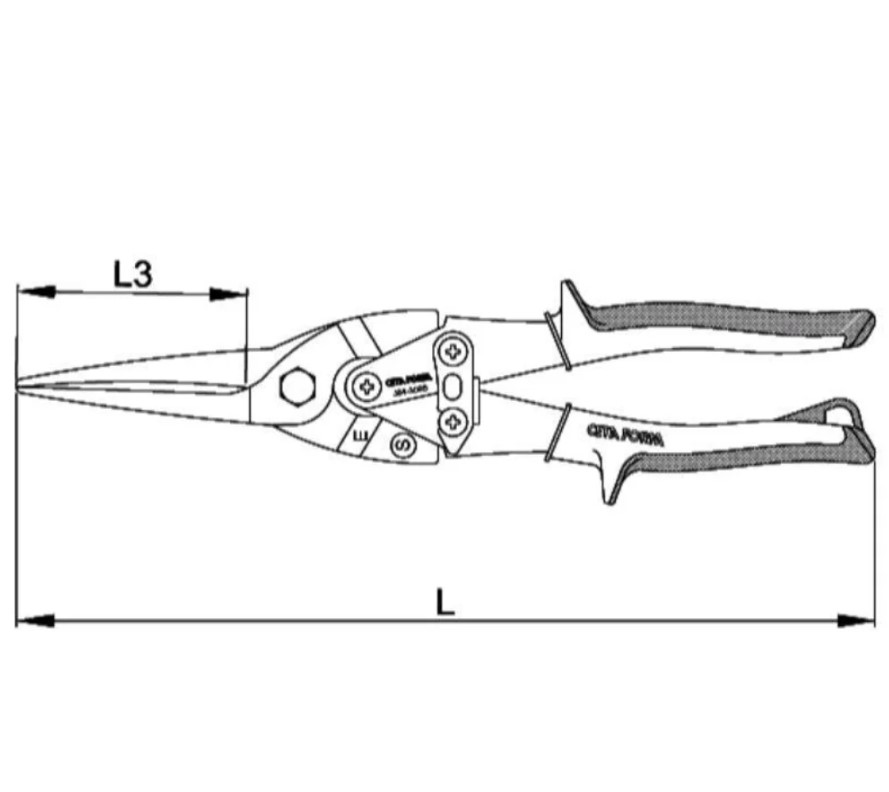 Ceta Form Long Nose Straight Snips, Yellow, 12", Model J04-300S