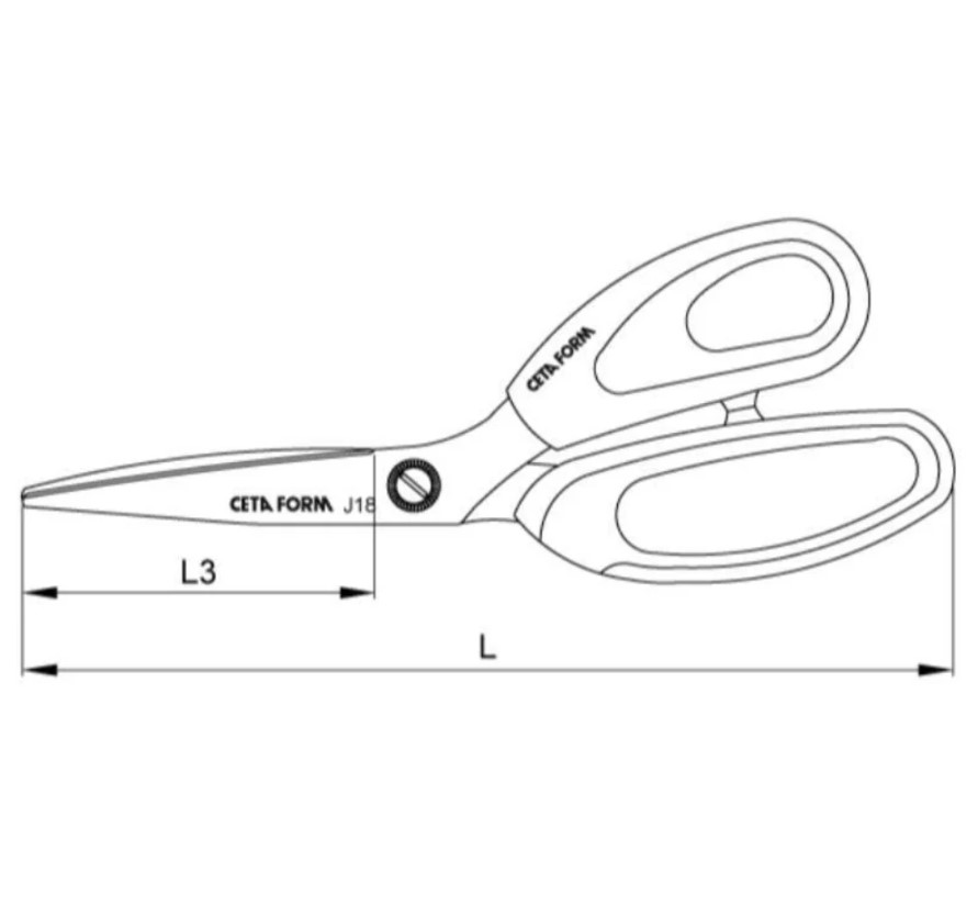 Ceta Form Long Nose Snips 10", Red Handle, Model J18-250