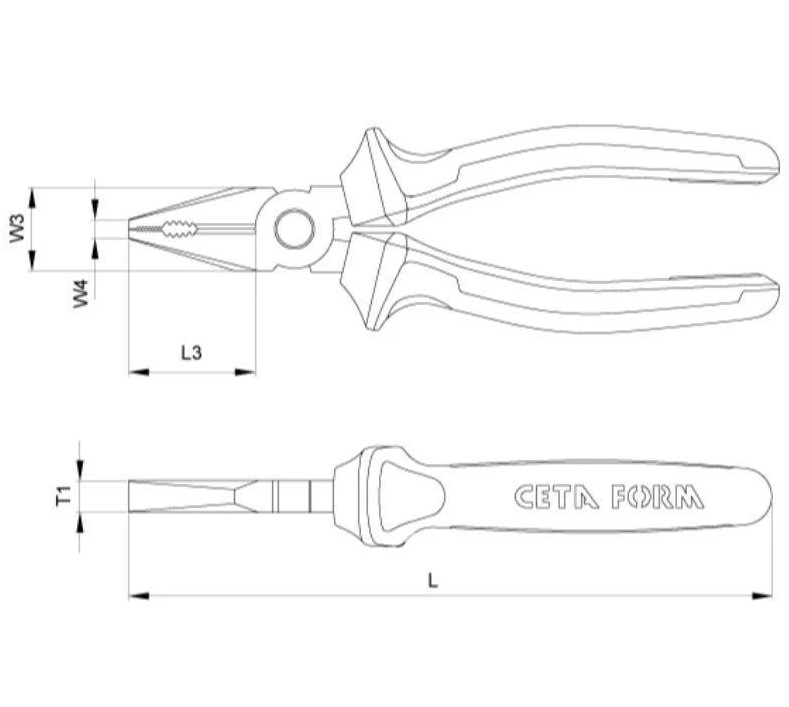 Ceta Form Combination Pliers, Super Handle, 160mm, Model E01-11-0160