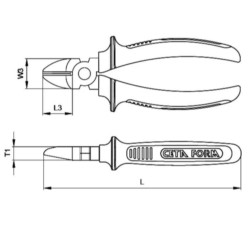 Ceta Form Diagonal Cutting Pliers, Super Handle, 7", Model E06-41-0180