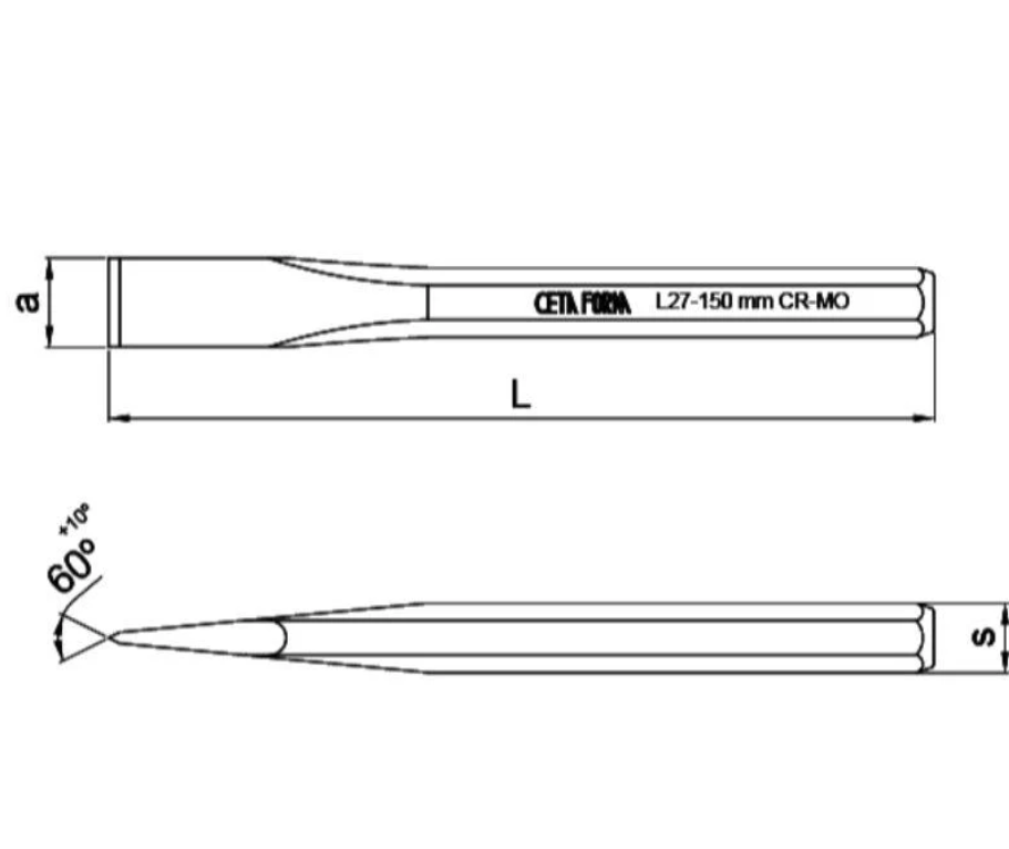 Ceta Form L27-150 Flat Chisel, Nickel-Plated, 16 × 150 Mm, Made In Turkey