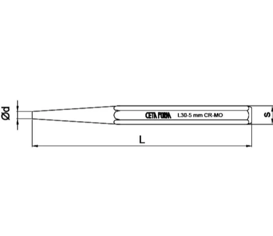 Ceta Form L30-2 Taper Pin Punch, 2 Mm, Made In Turkey