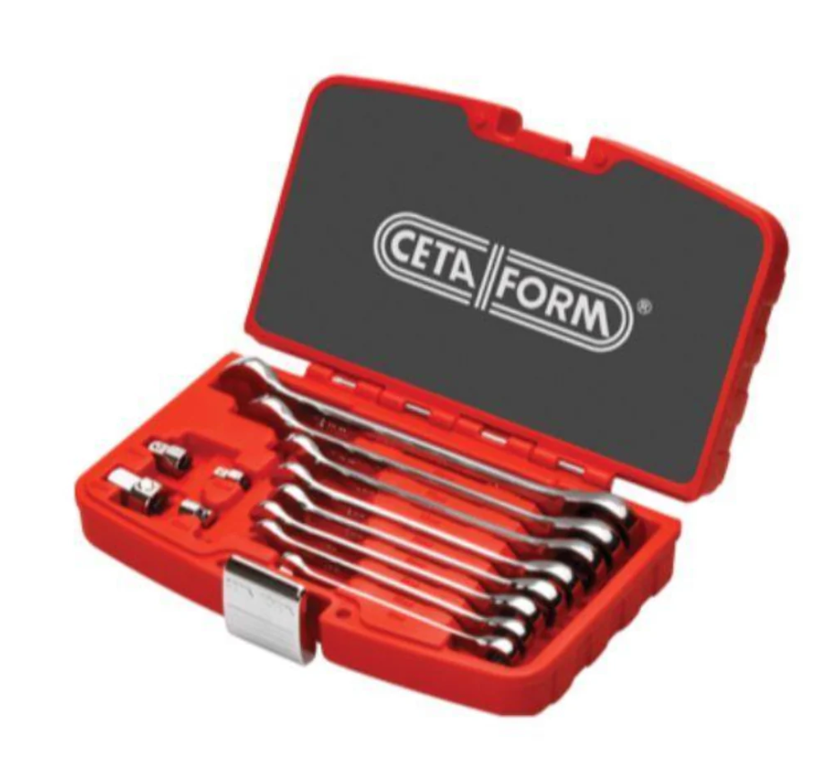 Ratchet Wrench Set With Adapters, 8–19 Mm, CETA FORM, Turkish, B05-P12