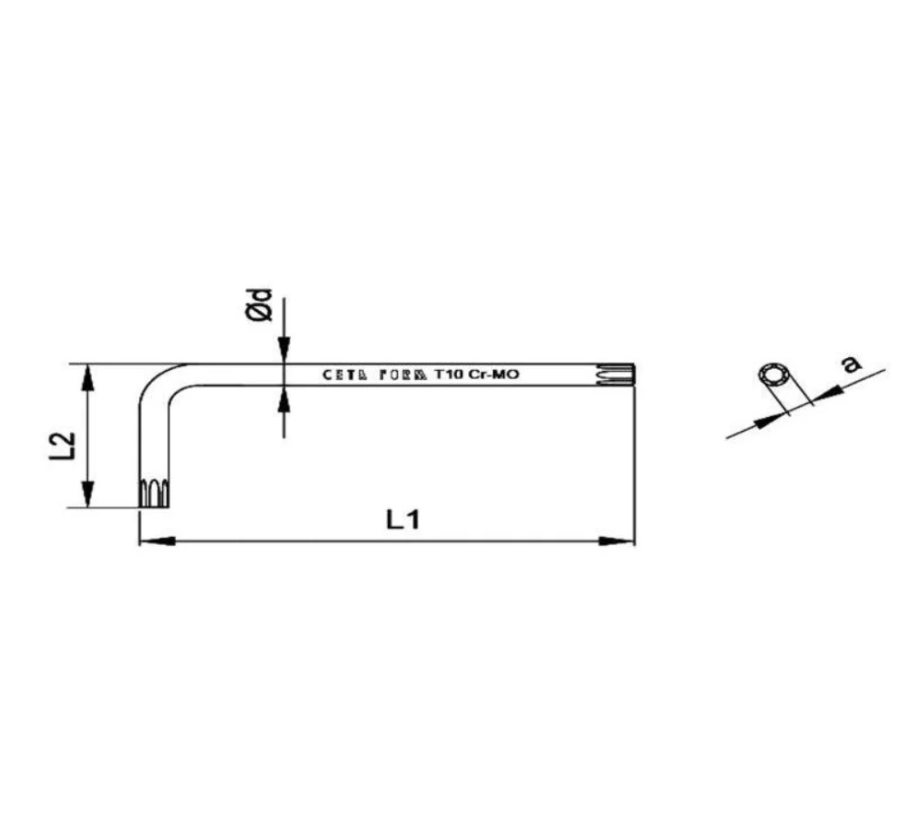 T20 × 57 Mm Star (Torx) Key Wrench, CETA FORM, Turkish, 720