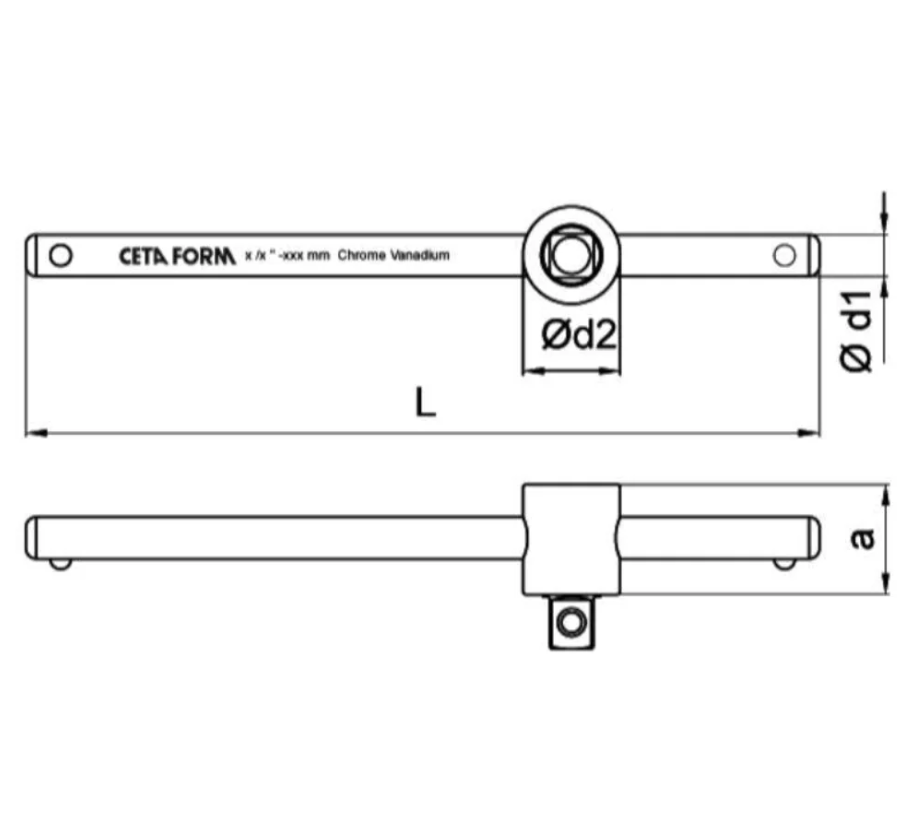 Sliding T Handle, 1/4", 115 Mm Length, Ceta Form, C01-40