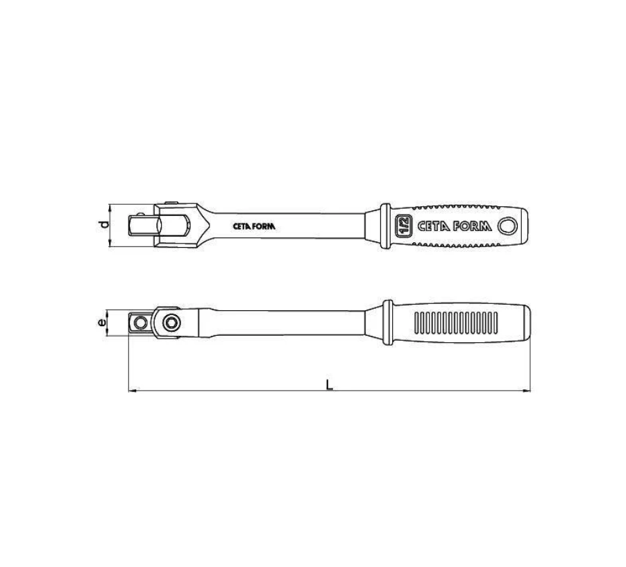 C21-37 | 1/2" Ratchet Handle | Flexible Head | 250mm | Ceta Form | Made In Turkey