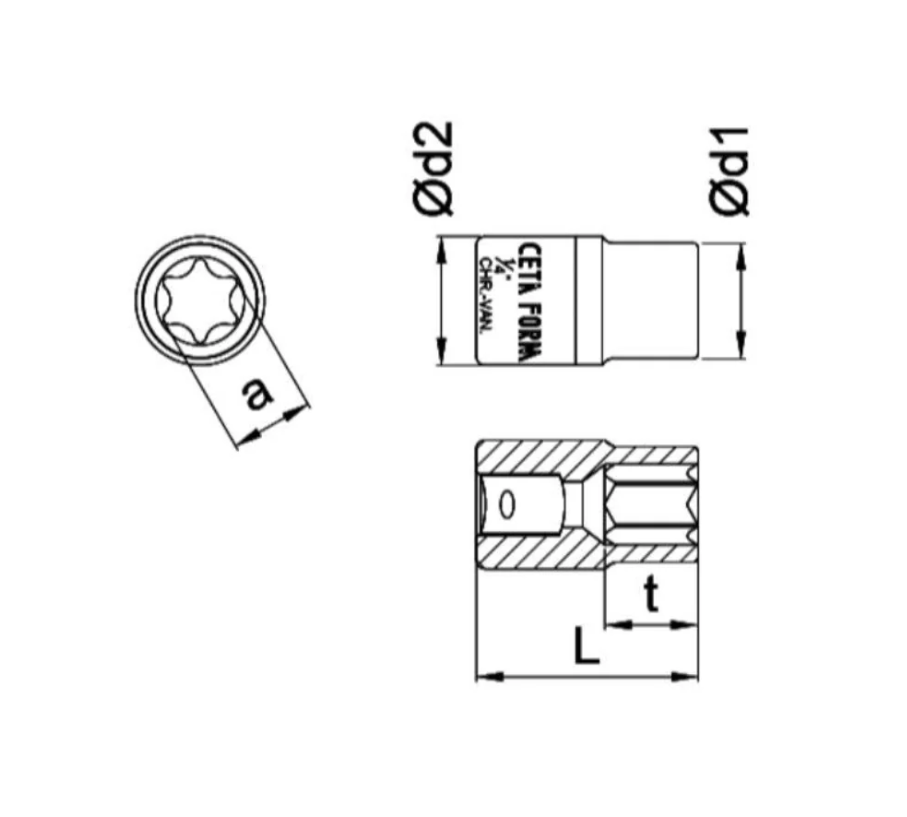 C06-05 5mm Short Hex Socket For 1/4" Drive, Ceta Form, Made In Turkey
