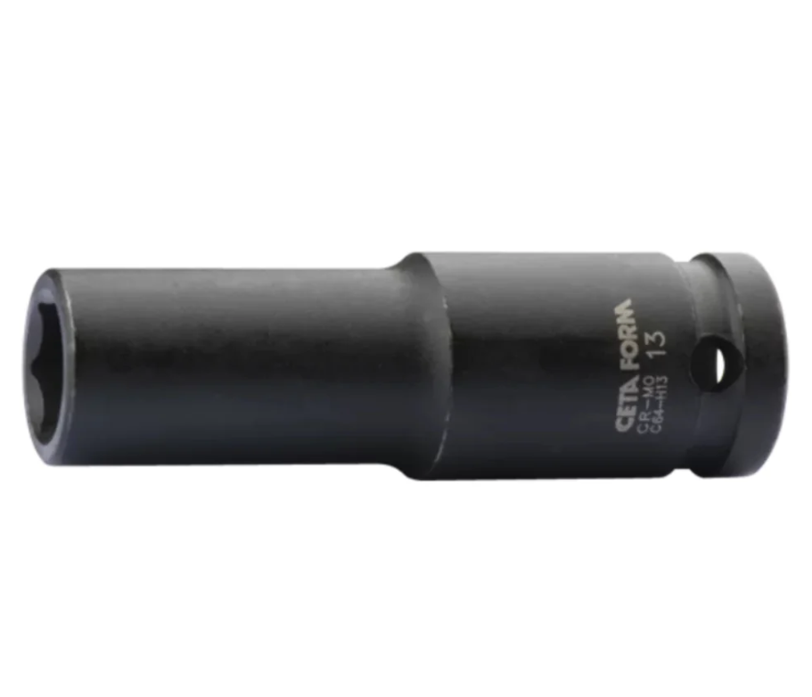 Long 1/2" Impact Hex Socket 22mm, 78mm Length, Ceta Form, Made In Turkey — C64-H22