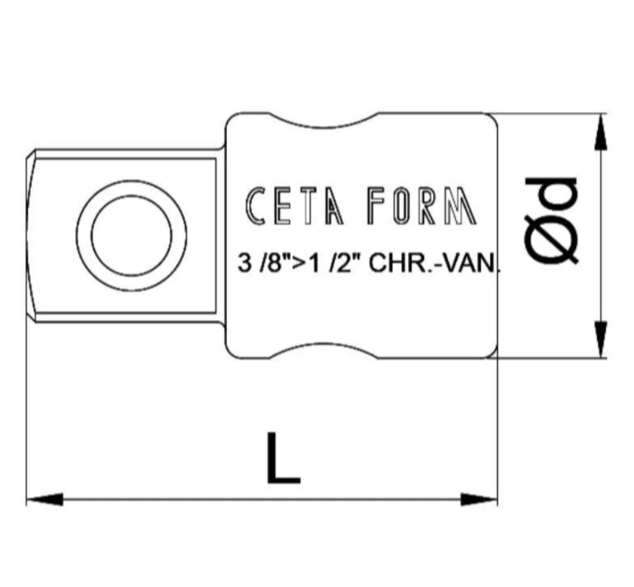 Ceta Form 3/8" Male To 1/2" Female Socket Adapter, Made In Turkey — C21-91