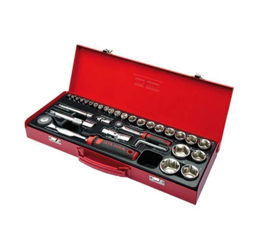 35-piece 3/8" Hex Socket Set (6–22mm) In Metal Case, Ceta Form, Made In Turkey — C20-35MH4