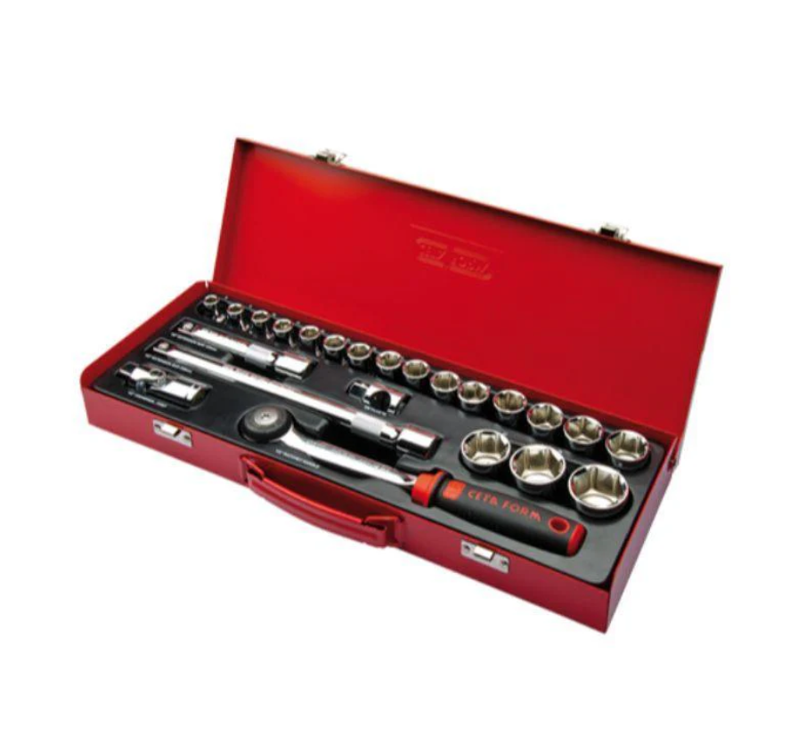 23-piece 1/2" Hex Socket Set (8–22mm) In Metal Case, Ceta Form, Made In Turkey — C20-23MH4
