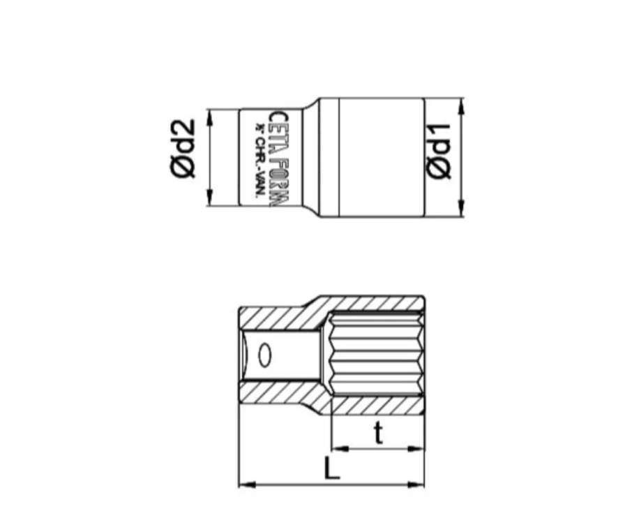 C22-B27 27mm 12-Point Socket 1/2'' Drive – Ceta Form, Made In Turkey