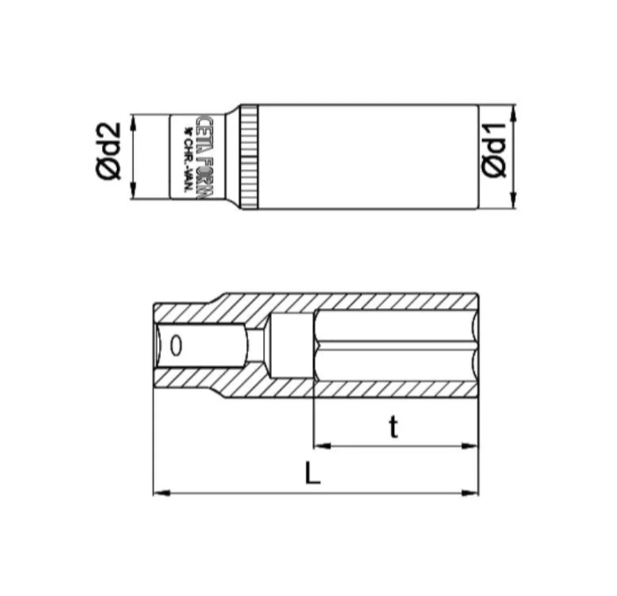 C14-H12 12mm Long Hex Bit Socket For 3/8'' – Ceta Form, Made In Turkey