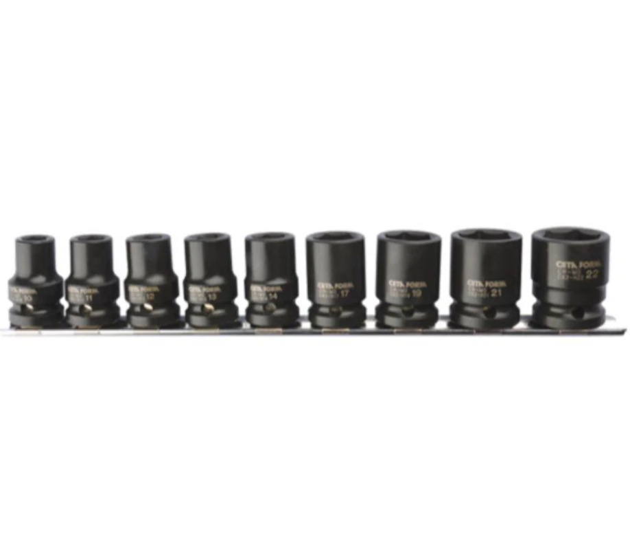 1/2 Inch 9-piece Impact Hex Socket Set, Sizes 10 Mm To 22 Mm, Model C62-RH09, Cetaform Turkish