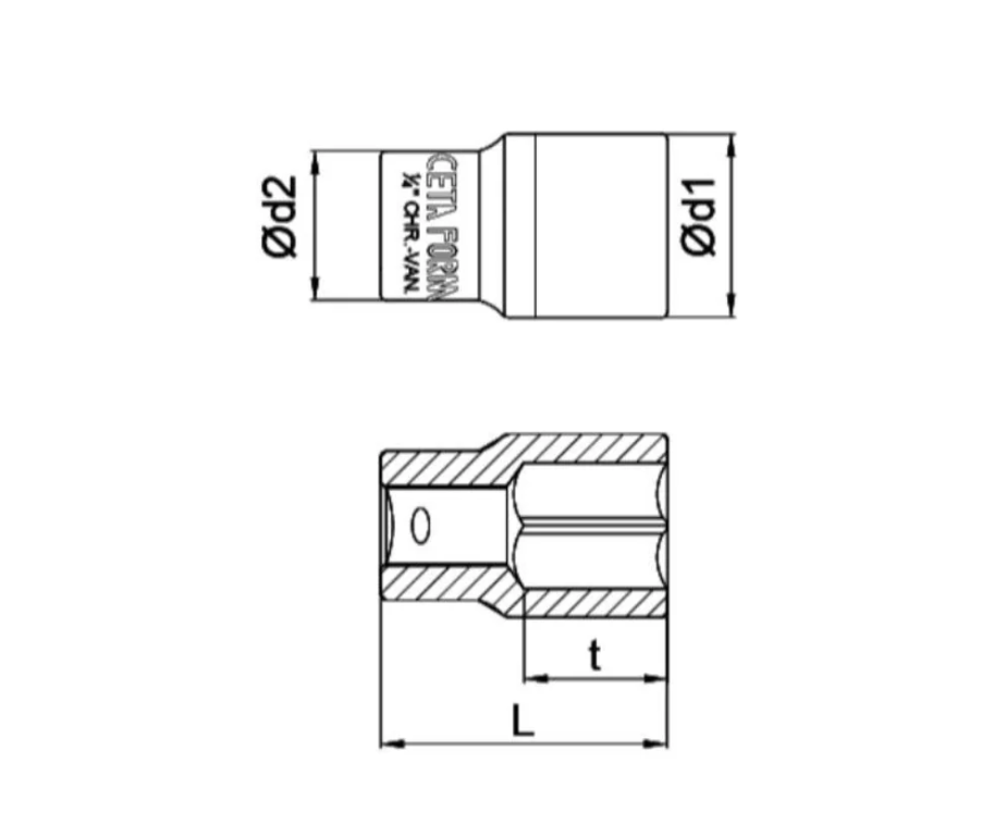 7 Mm Hex Socket, 1/4 Inch Drive, Model C02-H070, Cetaform Turkish.
