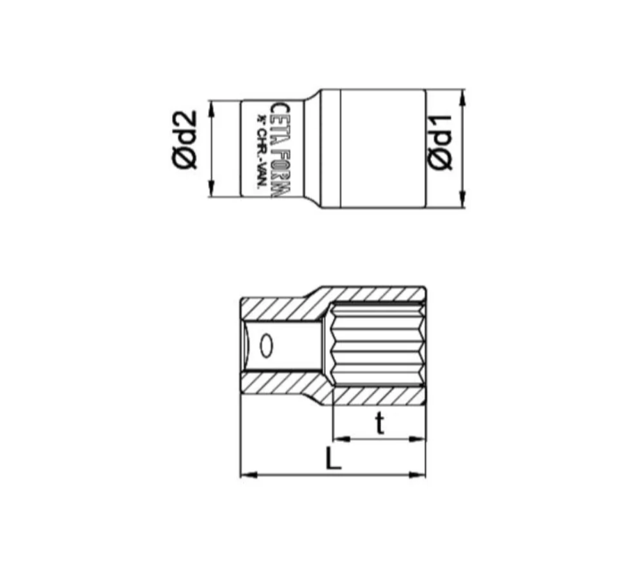 15 Mm 12PT Socket, 1/2 Inch Drive, Model C22-B15, Cetaform Turkish.