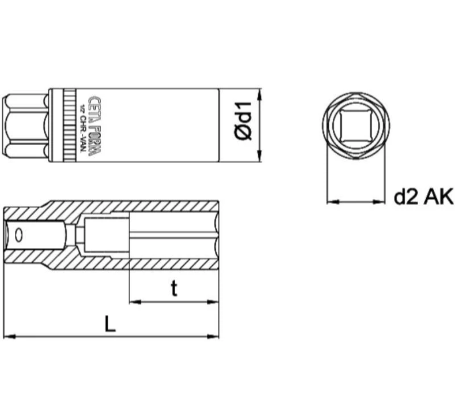 21 Mm Long Hex Socket , Model C27-R21, Cetaform Turkish