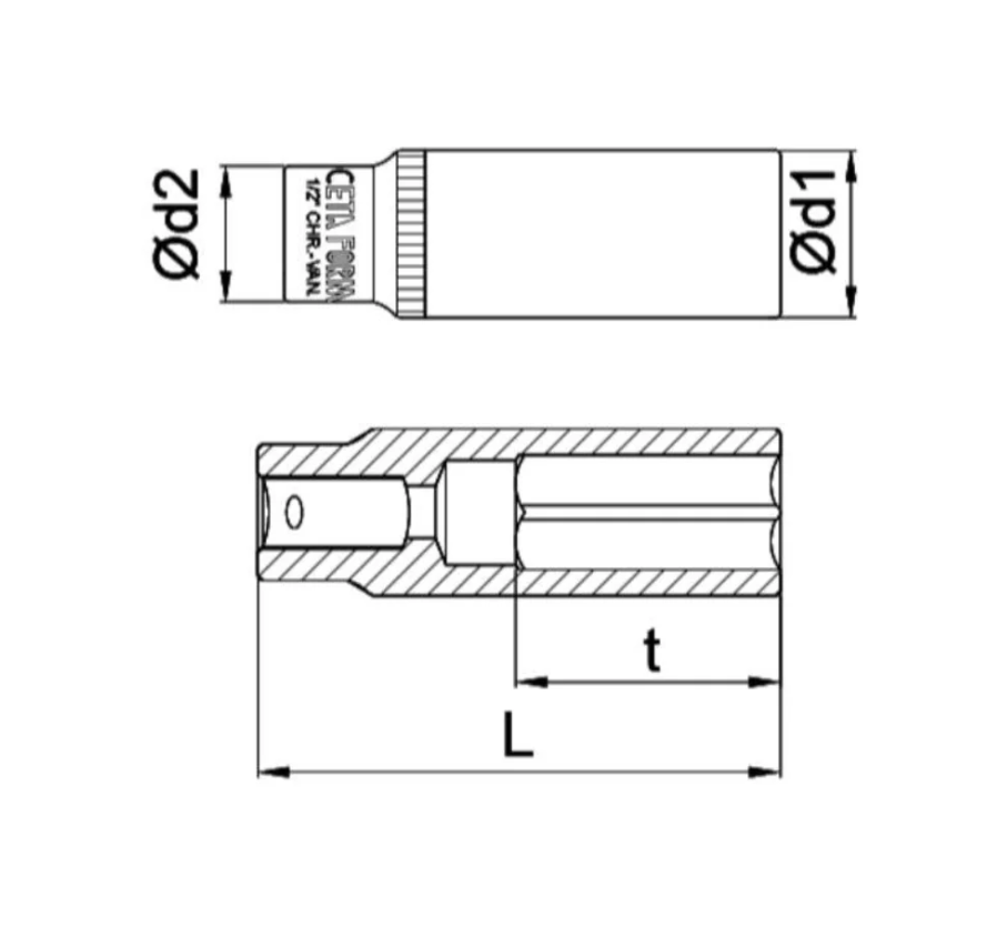 Long Hex Bit 32mm – Ceta Form Turkey – Model C24-H32