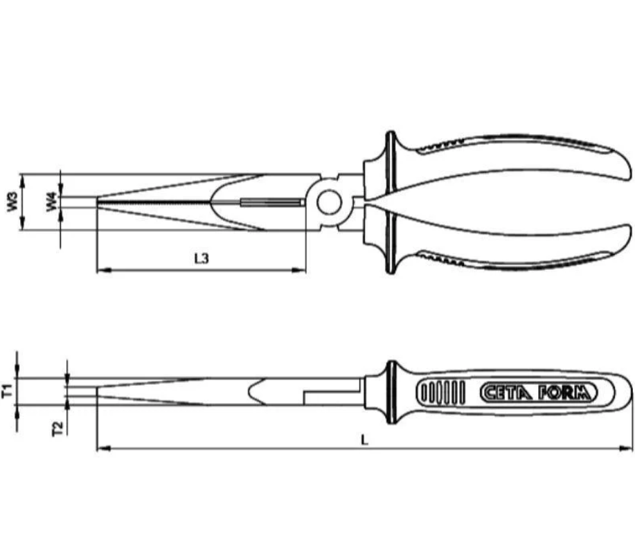 Straight Long Nose Pliers, Red Handle, 200mm – Ceta Form, Made In Turkey, Model: E15-43-0200
