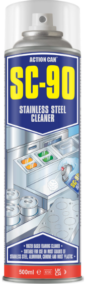 ACTION CAN® SC-90_500ML  Foaming spray cleaner for stainless steel – cleans, protects, and polishes