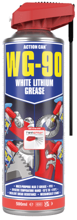 ACTION CAN® WG-90 (Twin Spray)_ 500ML White, multi-purpose, moisture-resistant grease that reduces friction and wear, NLGI 2 type