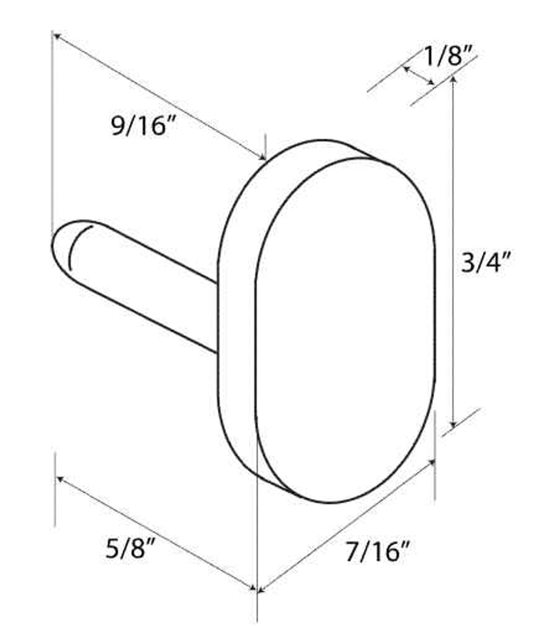 Rubber Door Silencer For Wood Door, 1/8" Width X 3/4" Length, Gray Finish (Packet Of 100)