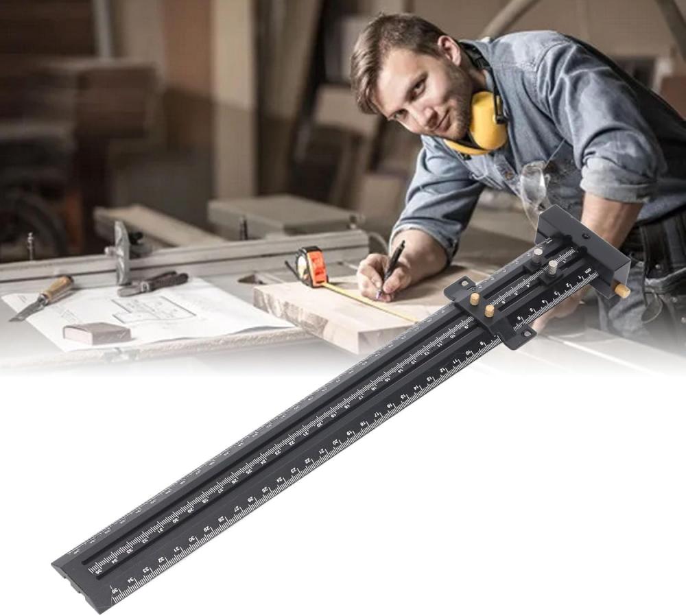 Aluminum Alloy T Square Ruler, Length Measurements, Multifunctional Portable Woodworking Tool With Pen