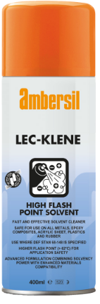 AMBERSIL LEC-KLENE HIGH FLASH POINT SOLVENT 400ML Highly refined, low-aromatic solvent cleaner spray for safe and effective cleaning of electronics