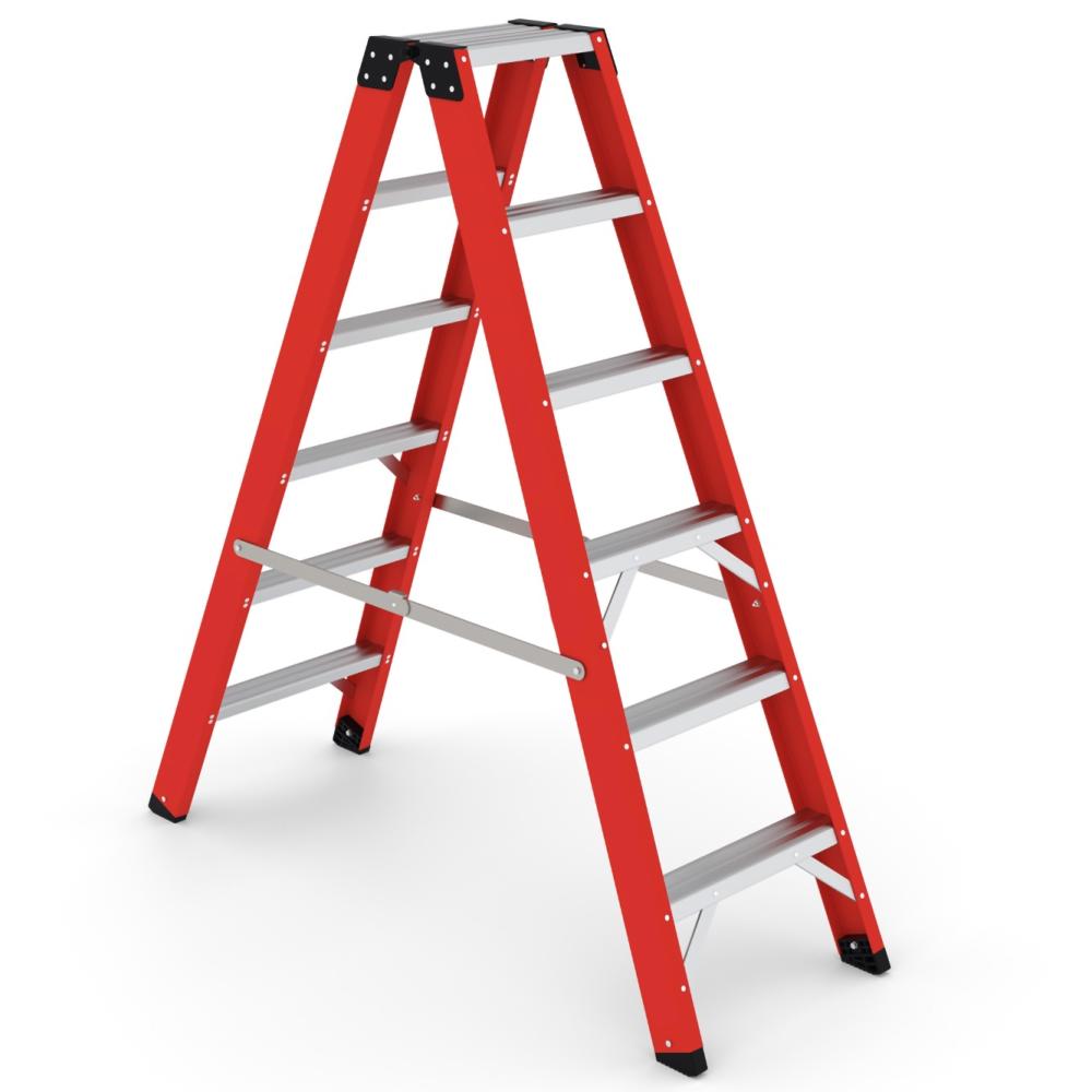 Double Fiberglass Ladder, 6 Wide Steps
