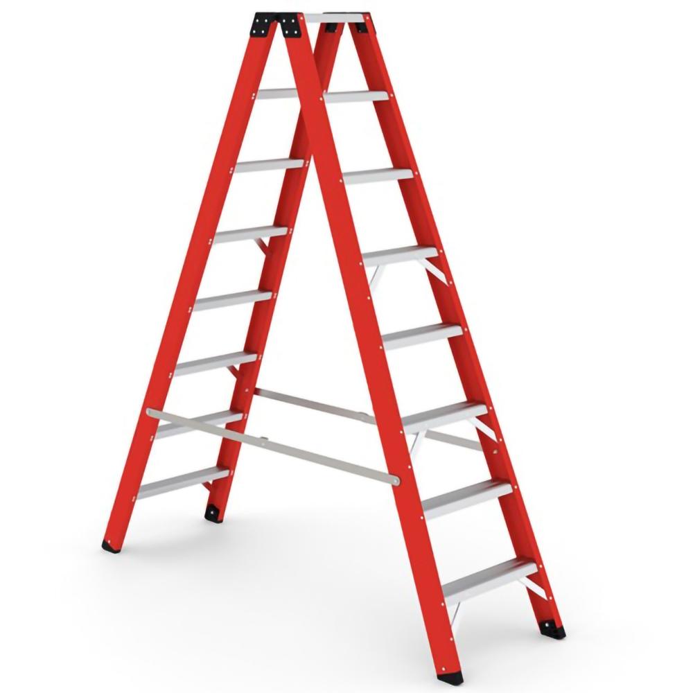 Double Fiberglass Ladder, 8 Wide Steps
